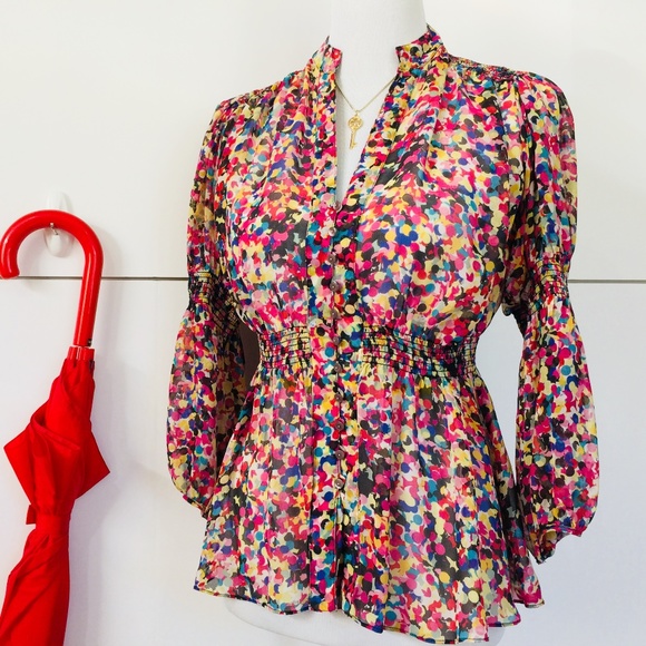 Diane von Furstenberg Tops - Diane Von Furstenberg Sheer Silk Blouse Sz 0